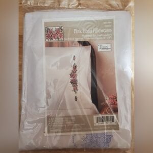 Tobin Pink Floral Stamped Embroidery Pillowcases